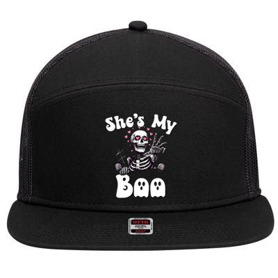 SheS My Boo Matching Halloween Pajama Couples HeS My Boo 7 Panel Mesh Trucker Snapback Hat