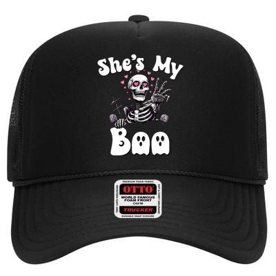 SheS My Boo Matching Halloween Pajama Couples HeS My Boo High Crown Mesh Back Trucker Hat