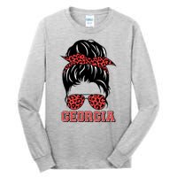 Stylish Messy Bun Woman Georgia College Football Sports Fan Tall Long Sleeve T-Shirt