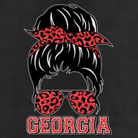 Stylish Messy Bun Woman Georgia College Football Sports Fan 7 Panel Mesh Trucker Snapback Hat