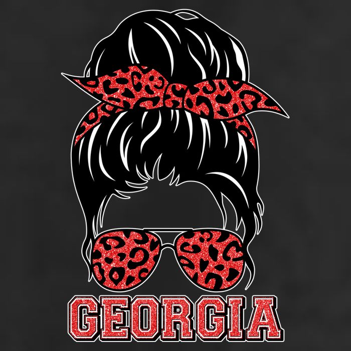 Stylish Messy Bun Woman Georgia College Football Sports Fan 7 Panel Mesh Trucker Snapback Hat