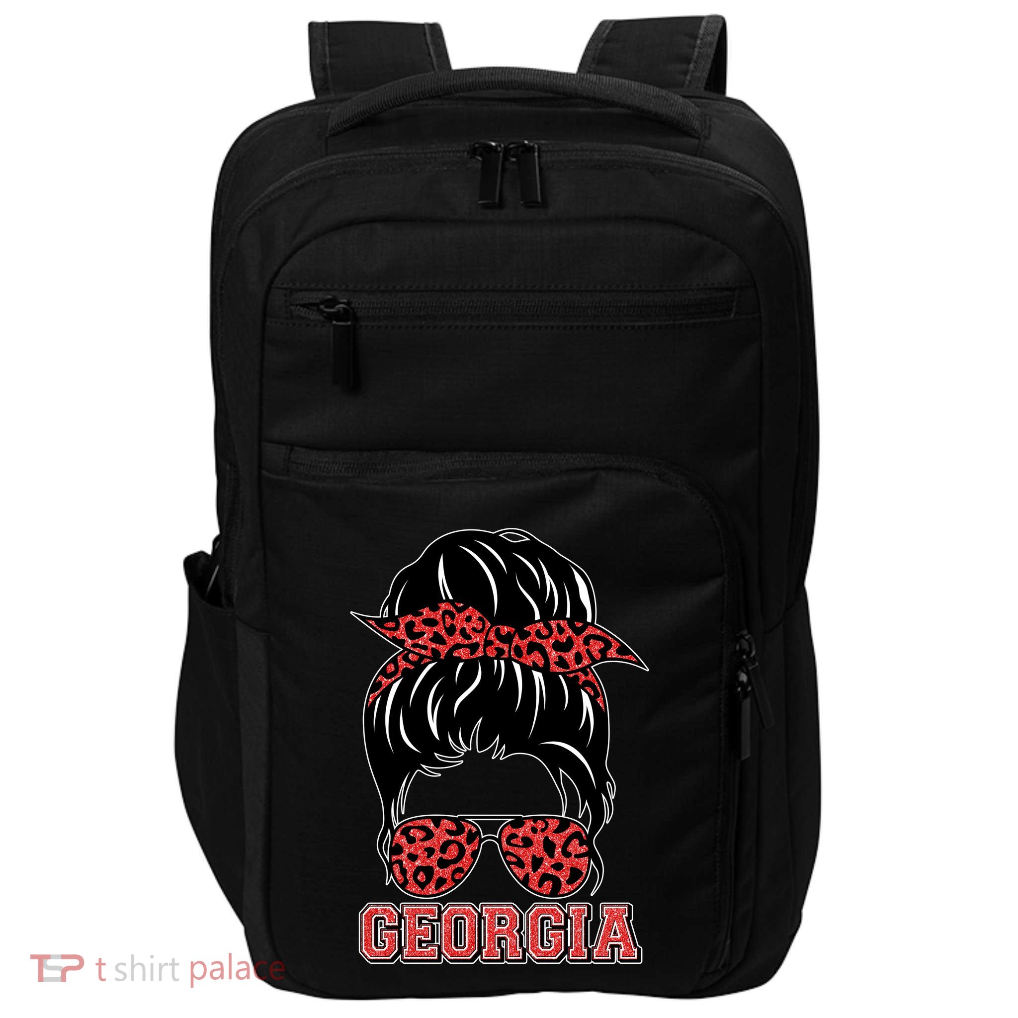 Stylish Messy Bun Woman Georgia College Football Sports Fan Impact Tech Backpack