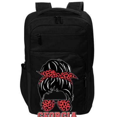 Stylish Messy Bun Woman Georgia College Football Sports Fan Impact Tech Backpack