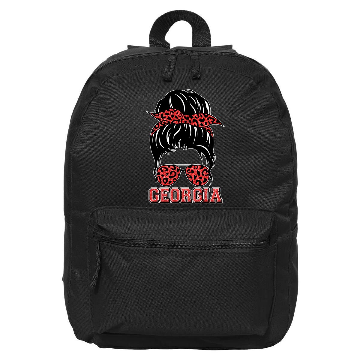 Stylish Messy Bun Woman Georgia College Football Sports Fan 16 in Basic Backpack