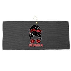 Stylish Messy Bun Woman Georgia College Football Sports Fan Large Microfiber Waffle Golf Towel