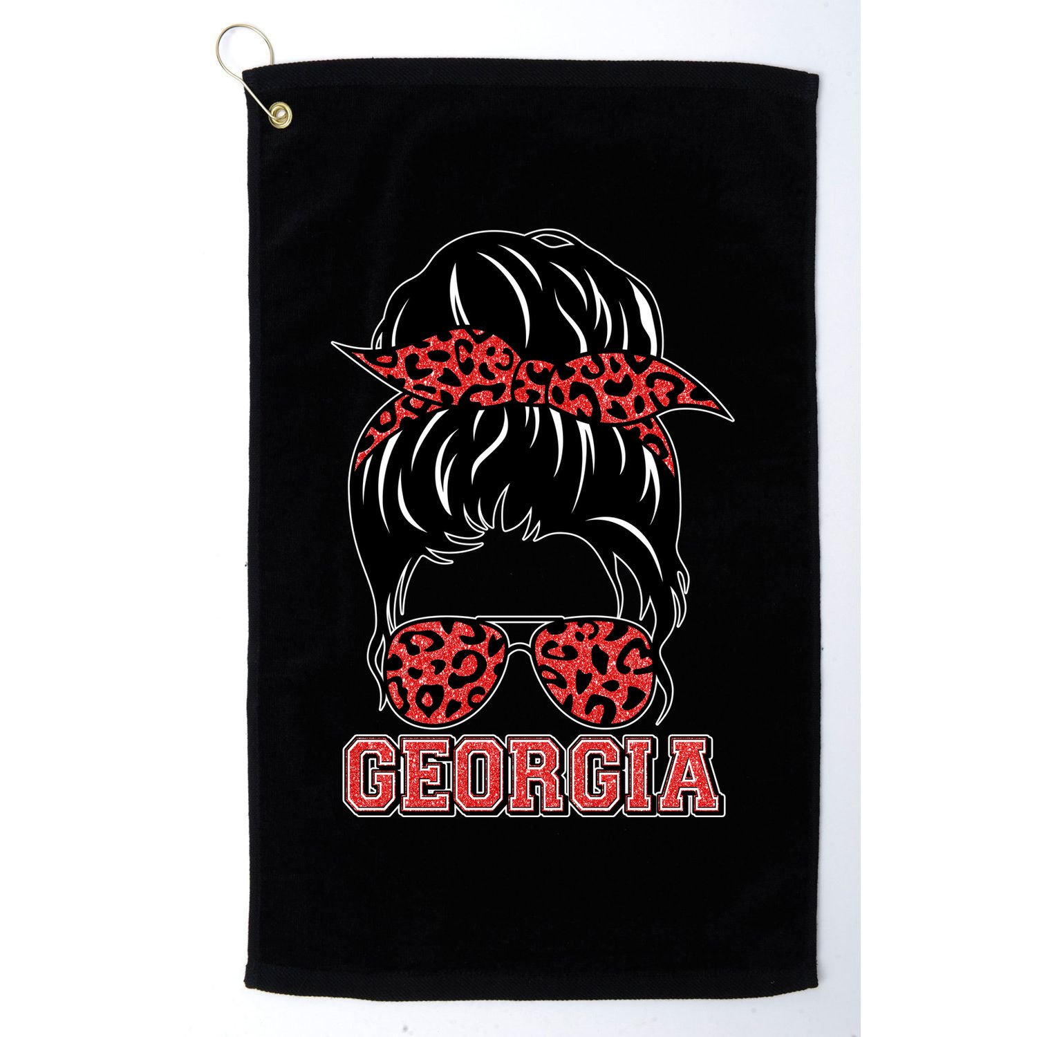 Stylish Messy Bun Woman Georgia College Football Sports Fan Golf Towel