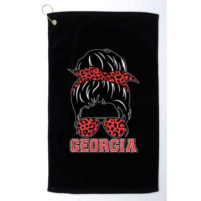 Stylish Messy Bun Woman Georgia College Football Sports Fan Platinum Collection Golf Towel