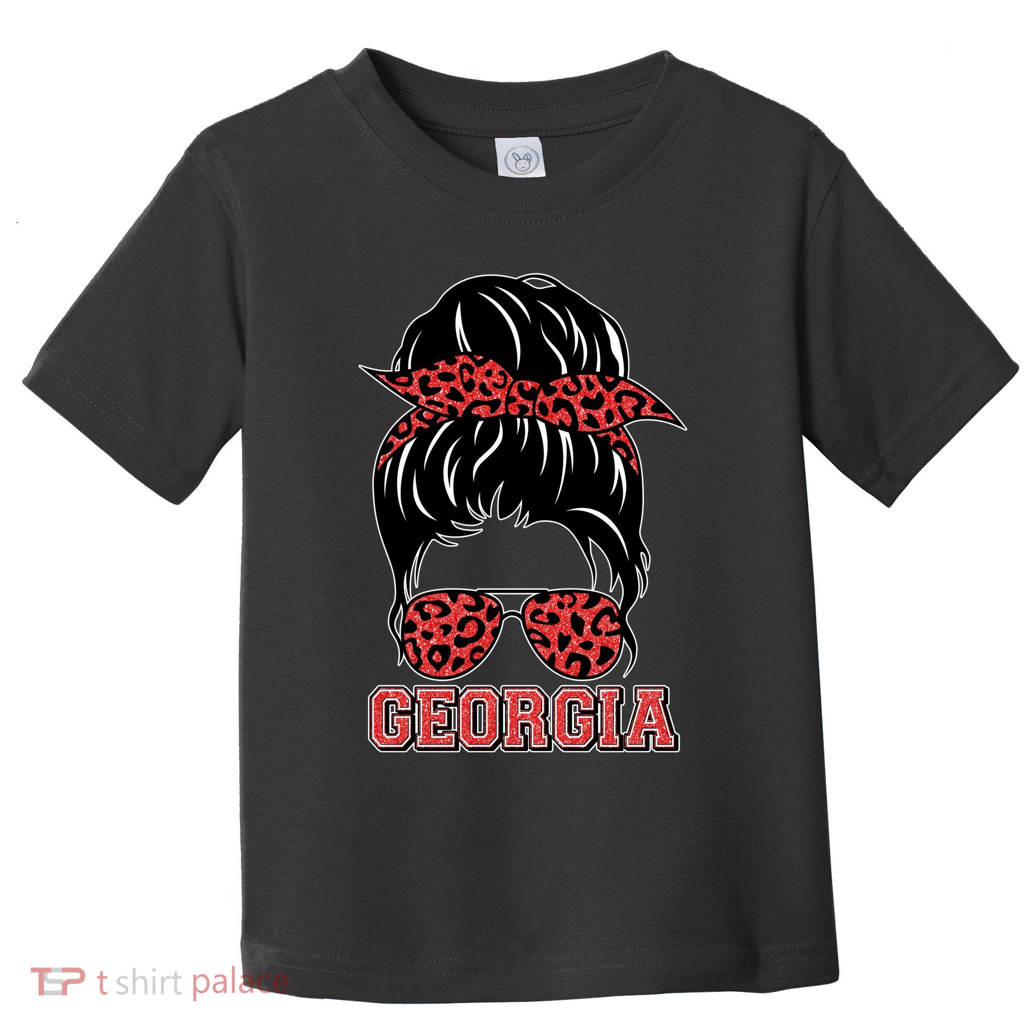 Stylish Messy Bun Woman Georgia College Football Sports Fan Toddler T-Shirt
