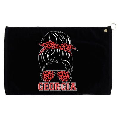 Stylish Messy Bun Woman Georgia College Football Sports Fan Grommeted Golf Towel