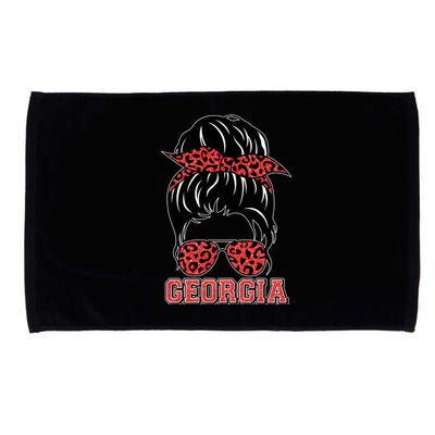 Stylish Messy Bun Woman Georgia College Football Sports Fan Microfiber Hand Towel