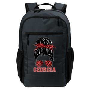 Stylish Messy Bun Woman Georgia College Football Sports Fan Daily Commute Backpack