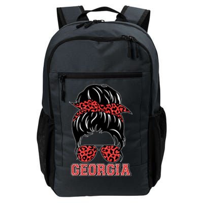 Stylish Messy Bun Woman Georgia College Football Sports Fan Daily Commute Backpack