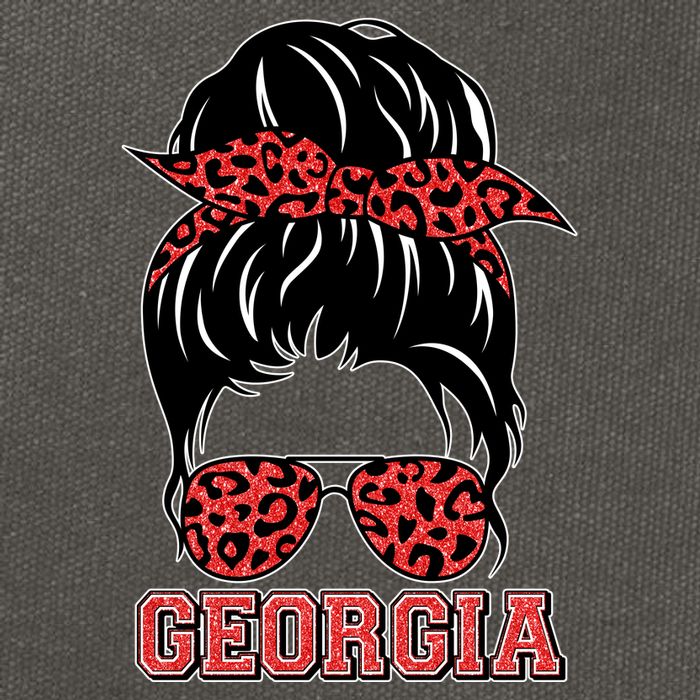 Stylish Messy Bun Woman Georgia College Football Sports Fan Cotton Canvas Backpack