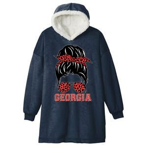 Stylish Messy Bun Woman Georgia College Football Sports Fan Hooded Wearable Blanket