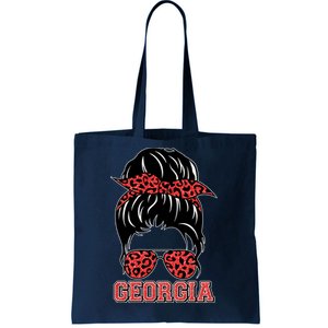 Stylish Messy Bun Woman Georgia College Football Sports Fan Tote Bag