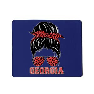 Stylish Messy Bun Woman Georgia College Football Sports Fan Mousepad