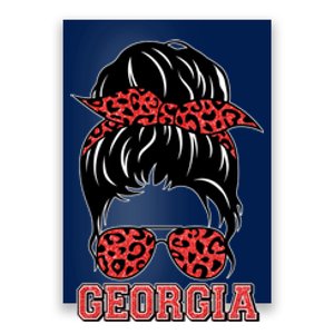 Stylish Messy Bun Woman Georgia College Football Sports Fan Poster