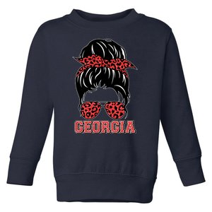 Stylish Messy Bun Woman Georgia College Football Sports Fan Toddler Sweatshirt