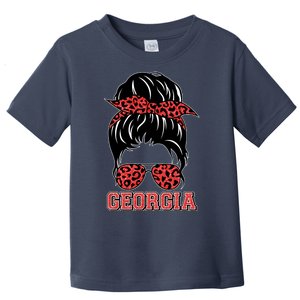 Stylish Messy Bun Woman Georgia College Football Sports Fan Toddler T-Shirt