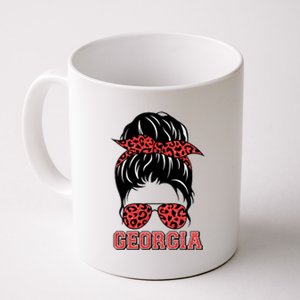 Stylish Messy Bun Woman Georgia College Football Sports Fan Coffee Mug