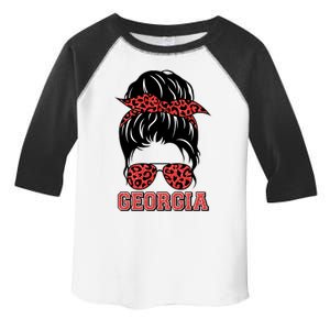 Stylish Messy Bun Woman Georgia College Football Sports Fan Toddler Fine Jersey T-Shirt