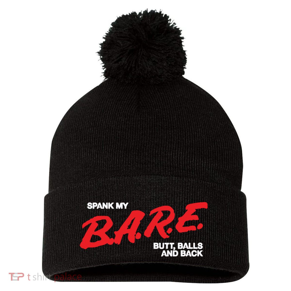 Spank My Bare Butt Balls And Back Pom Pom 12in Knit Beanie