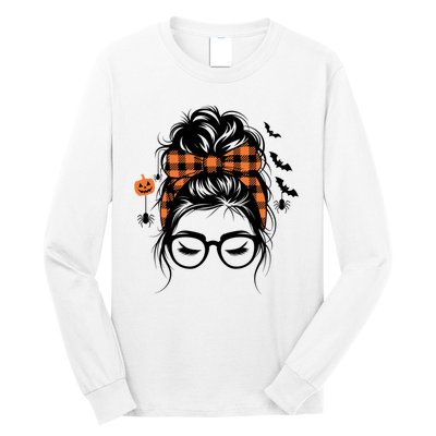 Skpooky Mama Bun Mom Halloween Spooky Mama Long Sleeve Shirt