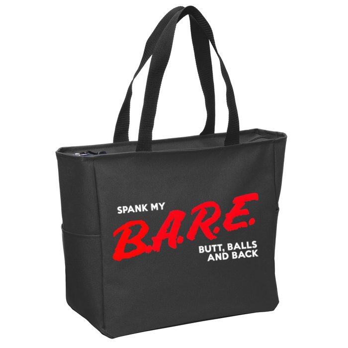 Spank My B.A.R.E. Butt Balls And Back Zip Tote Bag