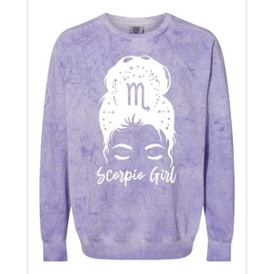 Scorpio Messy Bun Zodiac Symbol Birthday Costume Cool Gift Colorblast Crewneck Sweatshirt