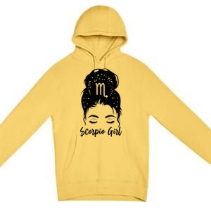 Scorpio Messy Bun Zodiac Symbol Birthday Costume Cool Gift Premium Pullover Hoodie