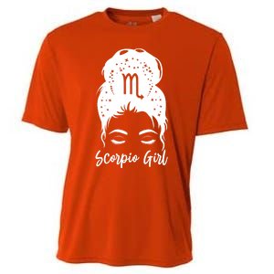 Scorpio Messy Bun Zodiac Symbol Birthday Costume Cool Gift Cooling Performance Crew T-Shirt