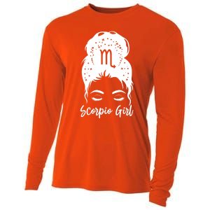 Scorpio Messy Bun Zodiac Symbol Birthday Costume Cool Gift Cooling Performance Long Sleeve Crew