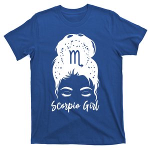 Scorpio Messy Bun Zodiac Symbol Birthday Costume Cool Gift T-Shirt