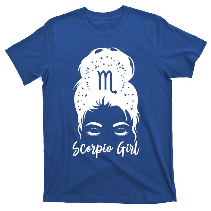 Scorpio Messy Bun Zodiac Symbol Birthday Costume Cool Gift T-Shirt