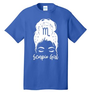 Scorpio Messy Bun Zodiac Symbol Birthday Costume Cool Gift Tall T-Shirt