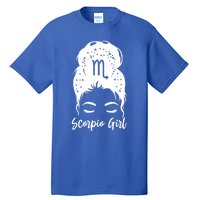 Scorpio Messy Bun Zodiac Symbol Birthday Costume Cool Gift Tall T-Shirt