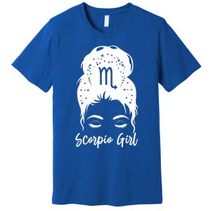 Scorpio Messy Bun Zodiac Symbol Birthday Costume Cool Gift Premium T-Shirt