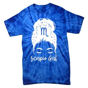 Scorpio Messy Bun Zodiac Symbol Birthday Costume Cool Gift Tie-Dye T-Shirt