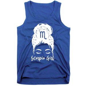 Scorpio Messy Bun Zodiac Symbol Birthday Costume Cool Gift Tank Top