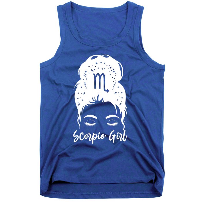 Scorpio Messy Bun Zodiac Symbol Birthday Costume Cool Gift Tank Top