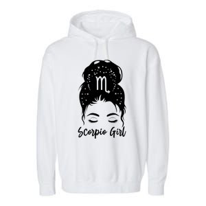 Scorpio Messy Bun Zodiac Symbol Birthday Costume Cool Gift Garment-Dyed Fleece Hoodie