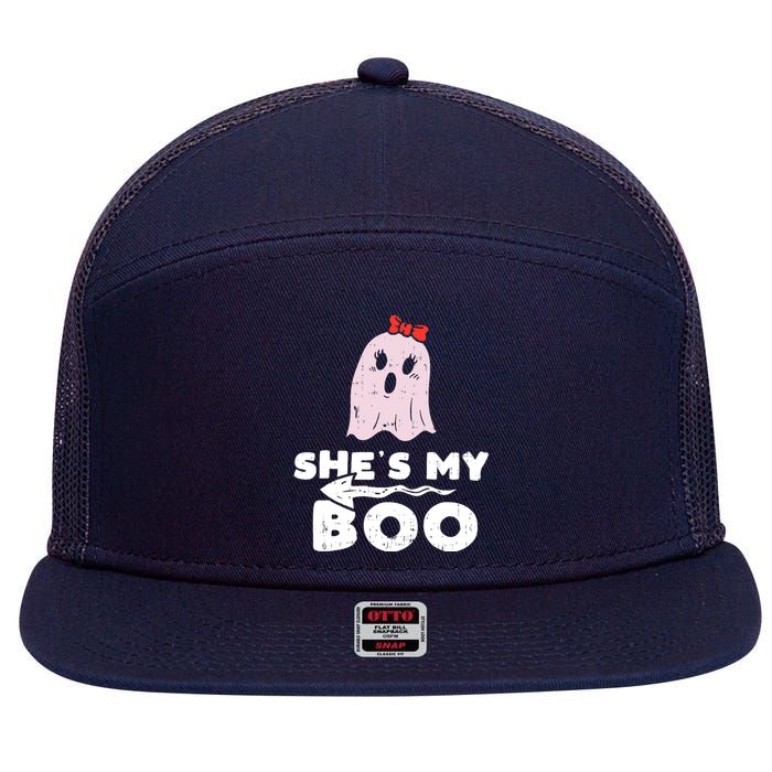 Shes My Boo Cute Matching Couple Halloween Costume Boyfriend 7 Panel Mesh Trucker Snapback Hat