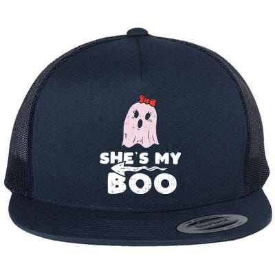 Shes My Boo Cute Matching Couple Halloween Costume Boyfriend Flat Bill Trucker Hat