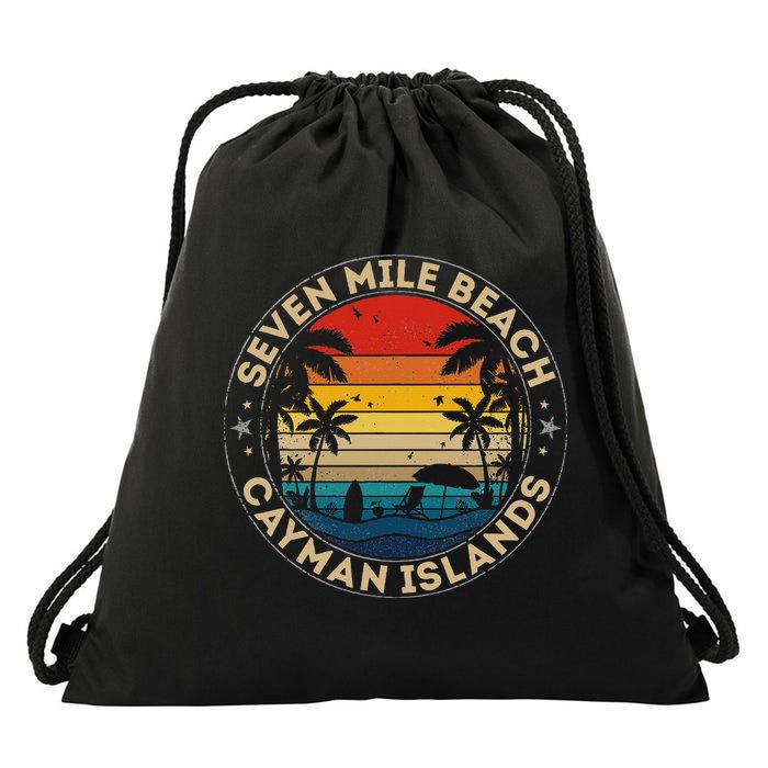 Seven Mile Beach Souvenir Cayman Islands Reminder Drawstring Bag