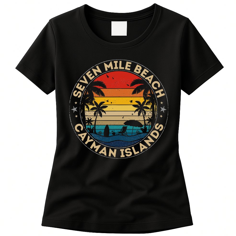 Seven Mile Beach Souvenir Cayman Islands Reminder Womens T-Shirt