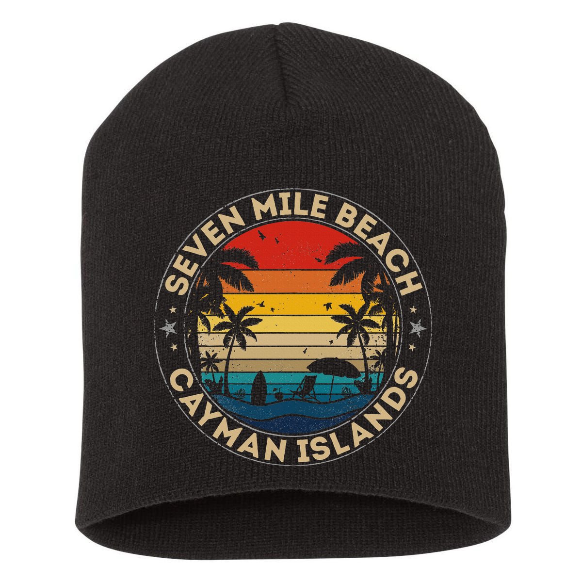 Seven Mile Beach Souvenir Cayman Islands Reminder Short Acrylic Beanie