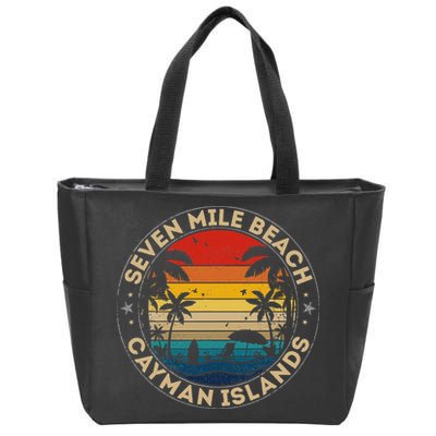 Seven Mile Beach Souvenir Cayman Islands Reminder Zip Tote Bag