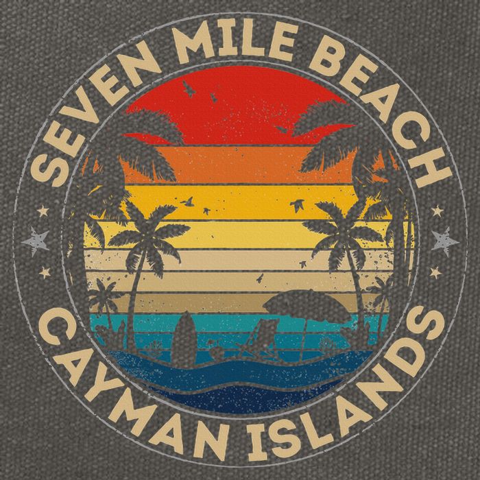 Seven Mile Beach Souvenir Cayman Islands Reminder Cotton Canvas Backpack
