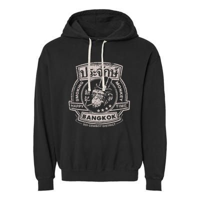 Smoking Monkey Bar Funny Beer Drinking Pub Retro Bangkok Garment-Dyed Fleece Hoodie