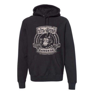 Smoking Monkey Bar Funny Beer Drinking Pub Retro Bangkok Premium Hoodie